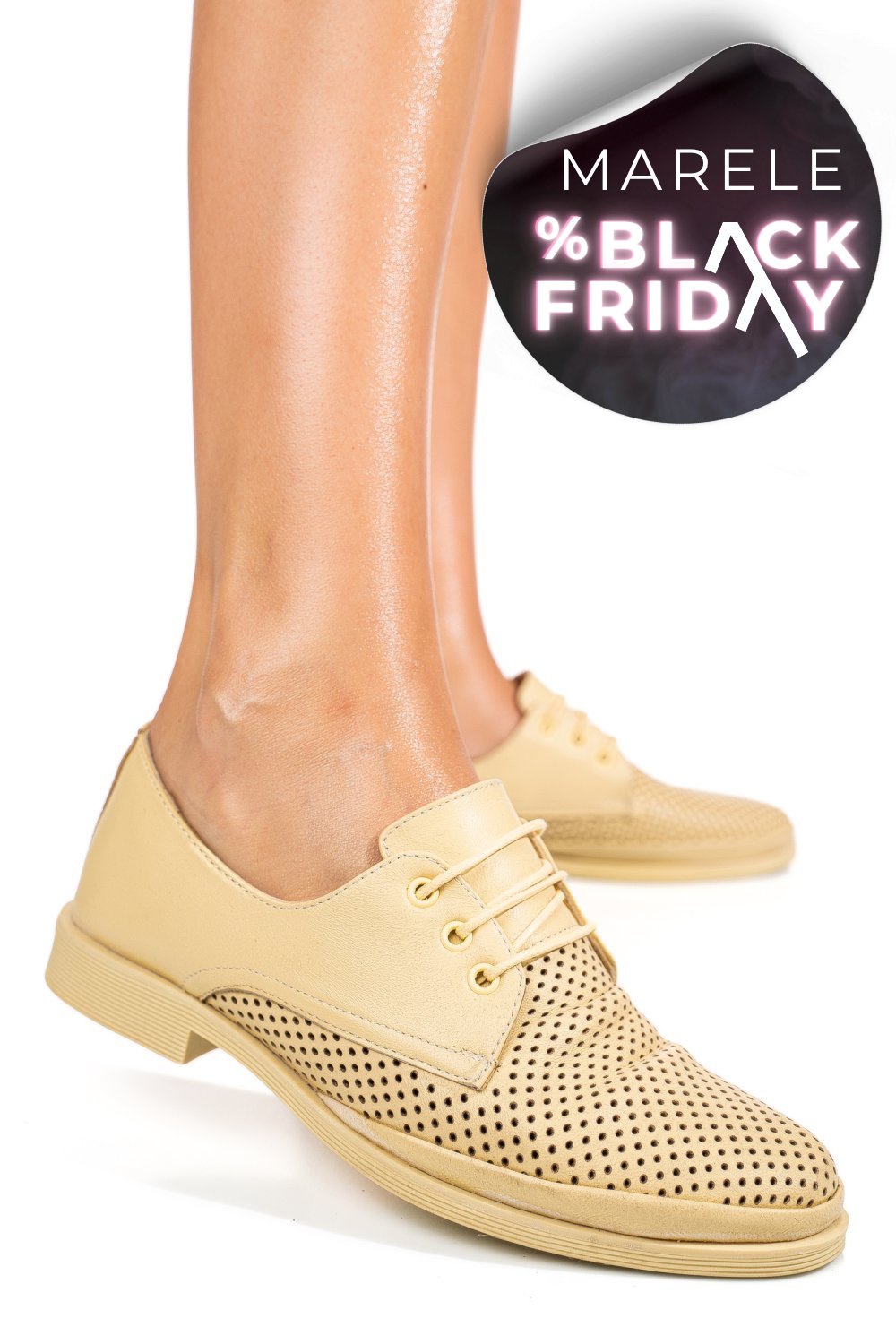 PANTOFI GALBENI PIELE NATURALA 1PC115