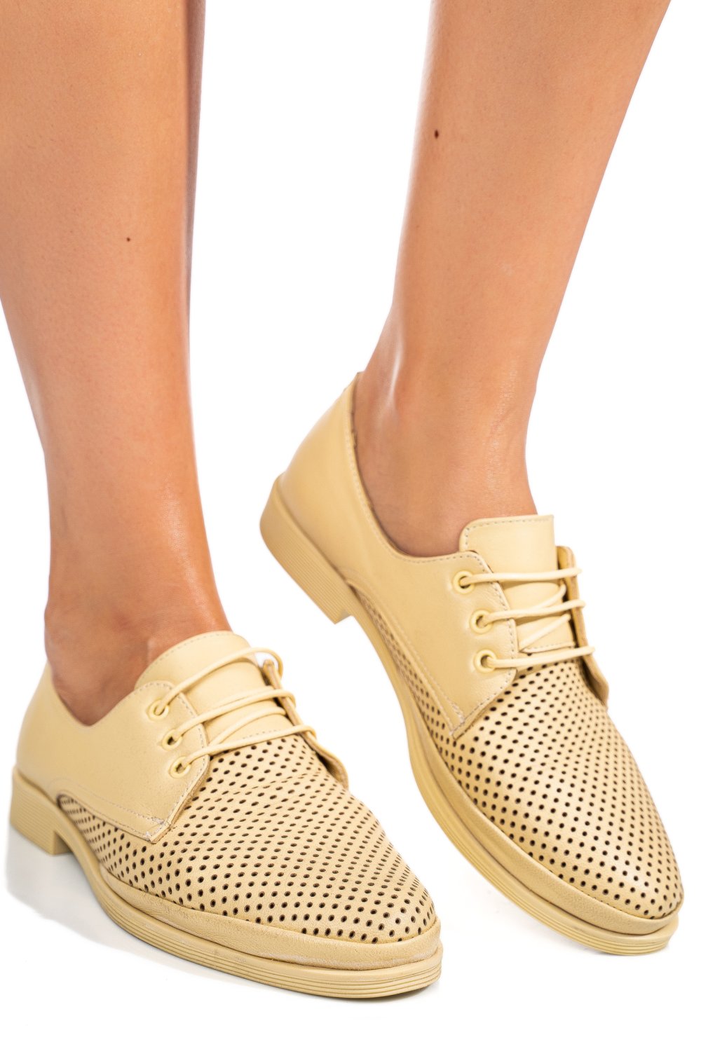 PANTOFI GALBENI PIELE NATURALA 1PC115