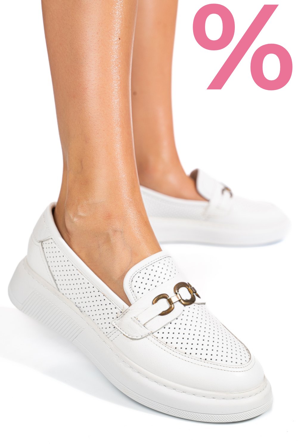 MOCASINI ALBI PIELE NATURALA 4PC09MM