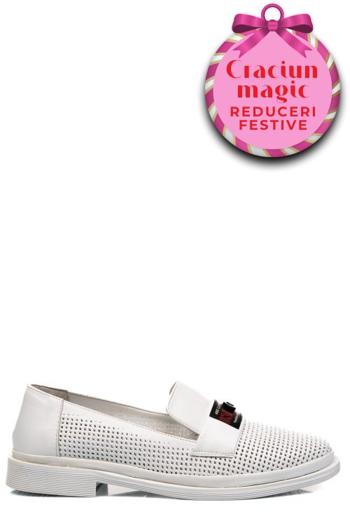 Pantofi albi piele naturala 1pc197