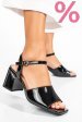 Sandale negre piele naturala lacuita xspt24048