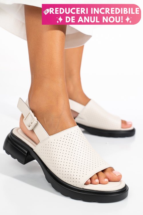 Sandale bej piele naturala fsp001802