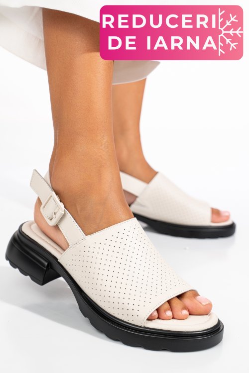 Sandale bej piele naturala fsp001802