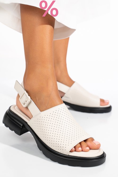 Sandale bej piele naturala fsp001802