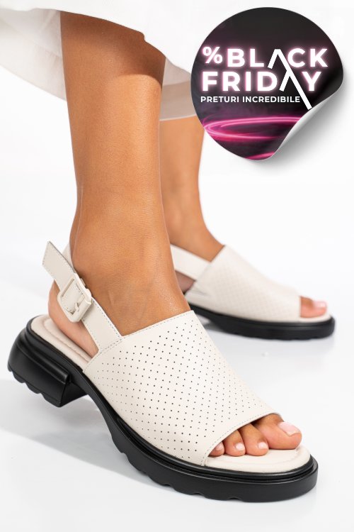 Sandale bej piele naturala fsp001802