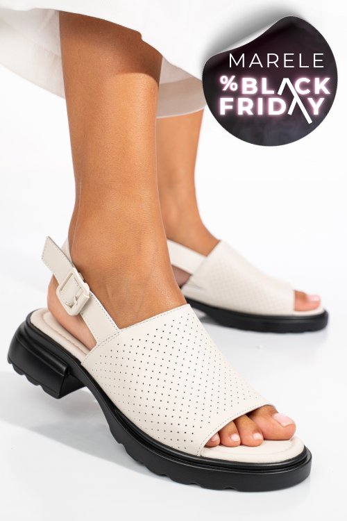 Sandale bej piele naturala fsp001802