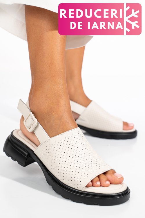 Sandale bej piele naturala fsp001802