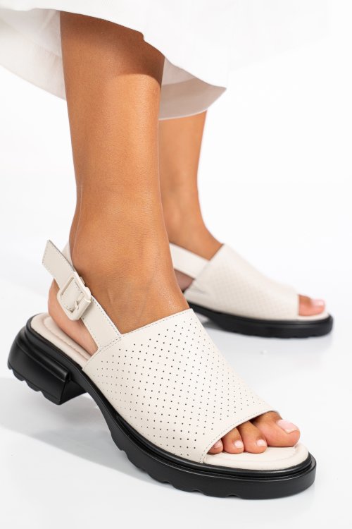 Sandale bej piele naturala fsp001802