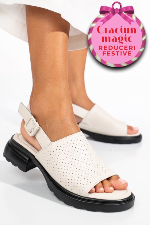 Sandale bej piele naturala fsp001802