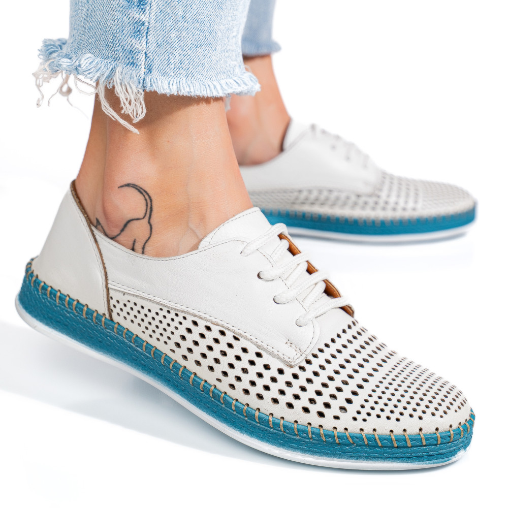 PANTOFI ALBI PIELE NATURALA 1PC333
