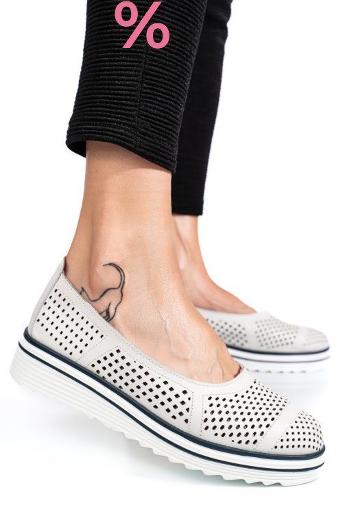 Espadrile albe piele naturala pspl2033