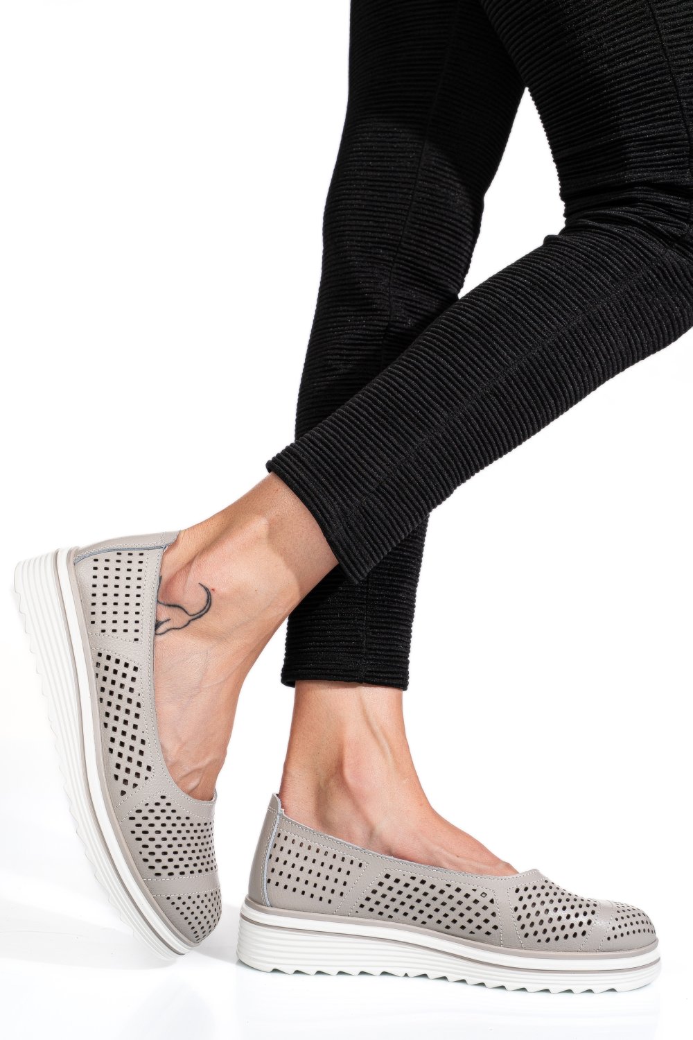 ESPADRILE GRI PIELE NATURALA PSPL2033