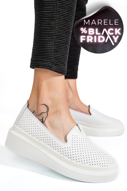 Mocasini albi piele naturala jspy3872