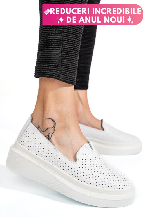 Mocasini albi piele naturala jspy3872