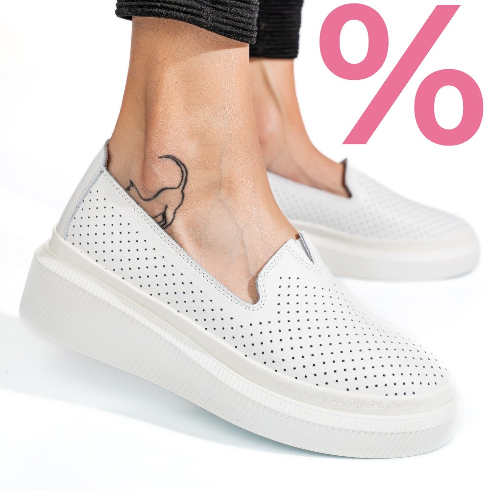 MOCASINI ALBI PIELE NATURALA JSPY3872