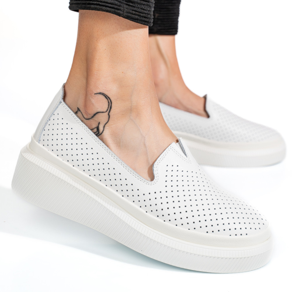 MOCASINI ALBI PIELE NATURALA JSPY3872