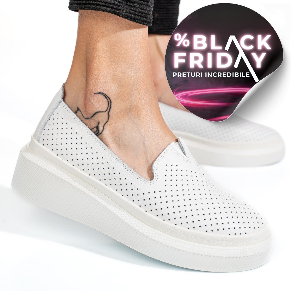 MOCASINI ALBI PIELE NATURALA JSPY3872