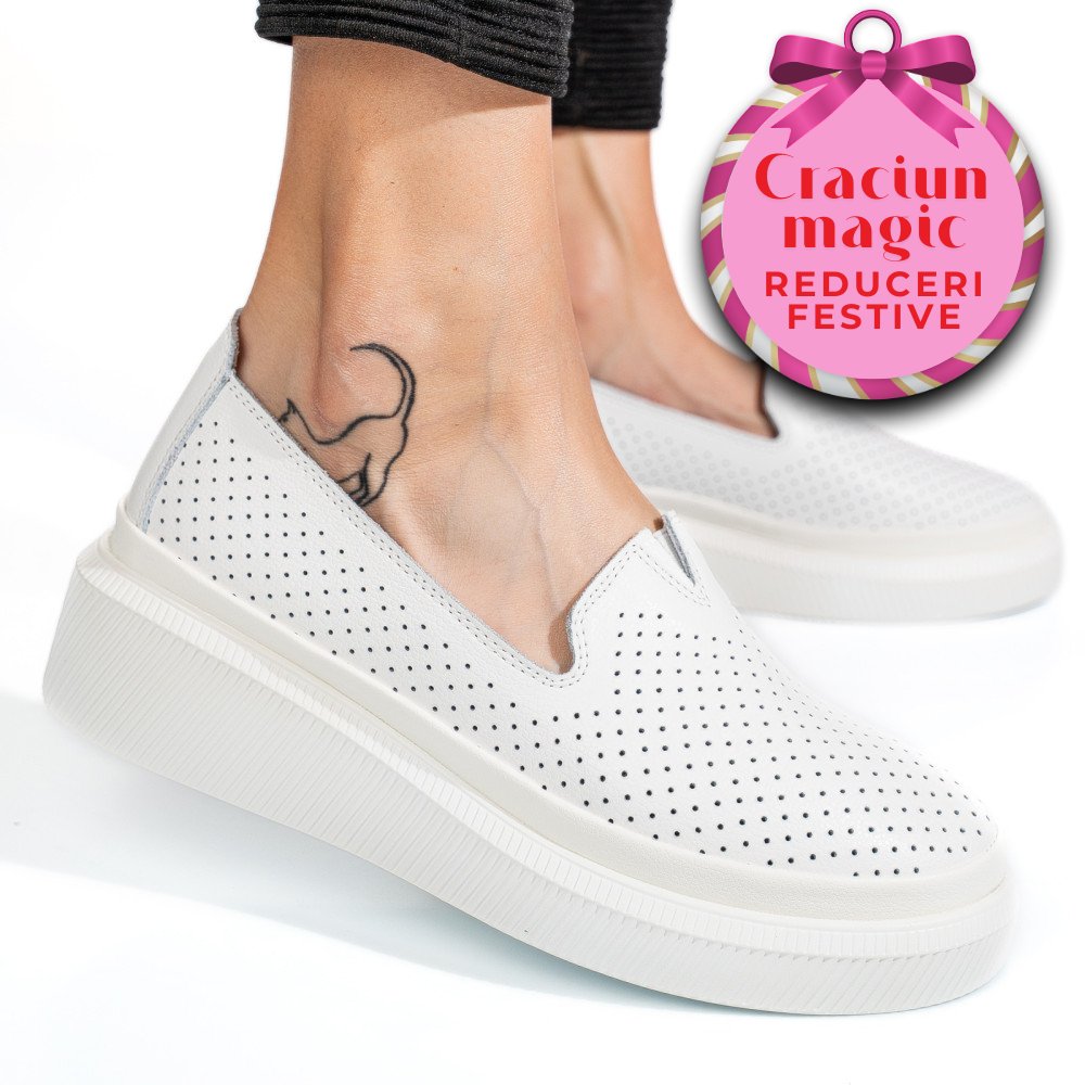 MOCASINI ALBI PIELE NATURALA JSPY3872