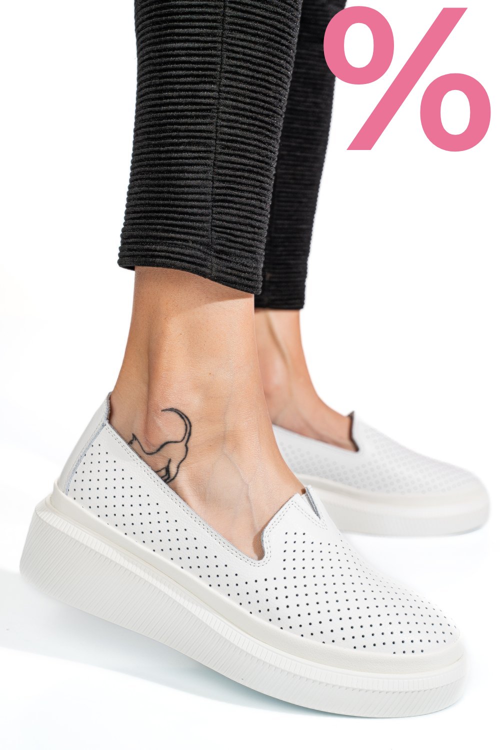 MOCASINI ALBI PIELE NATURALA JSPY3872