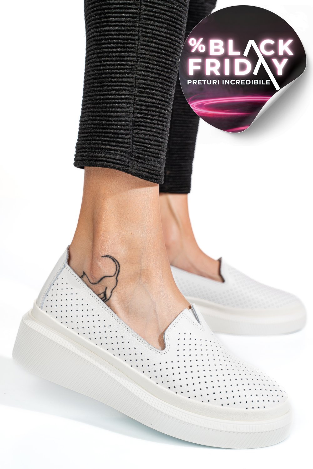 MOCASINI ALBI PIELE NATURALA JSPY3872