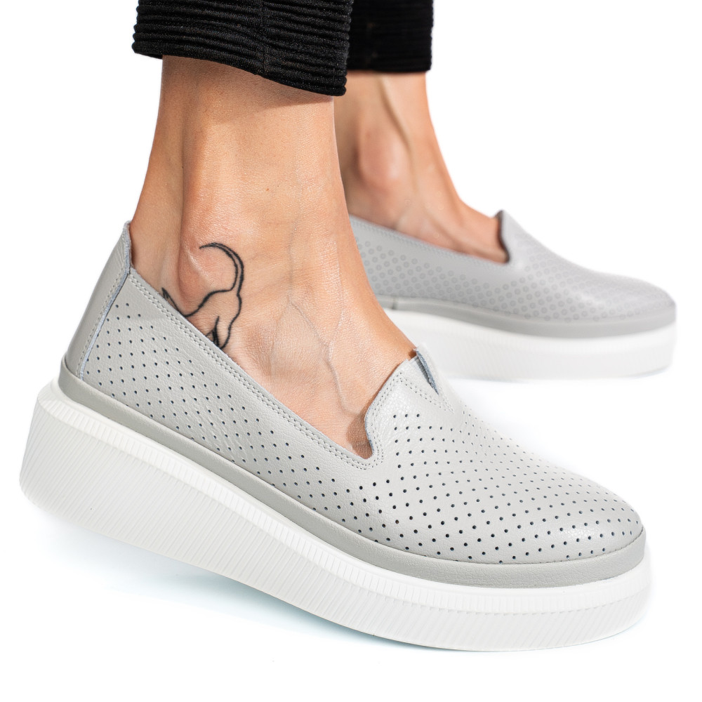 MOCASINI GRI PIELE NATURALA JSPY3872