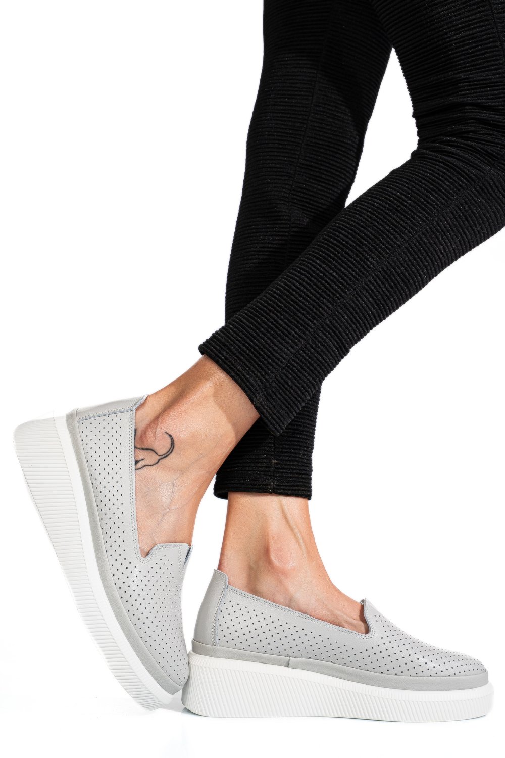 MOCASINI GRI PIELE NATURALA JSPY3872