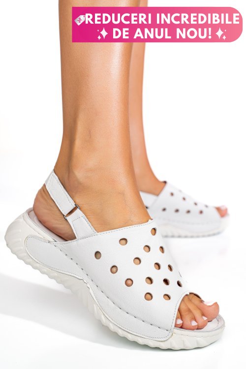 Sandale albe piele naturala 1pc512