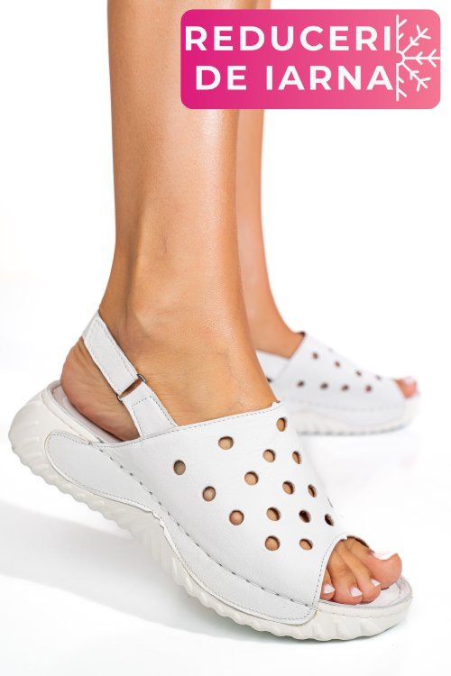 Sandale albe piele naturala 1pc512