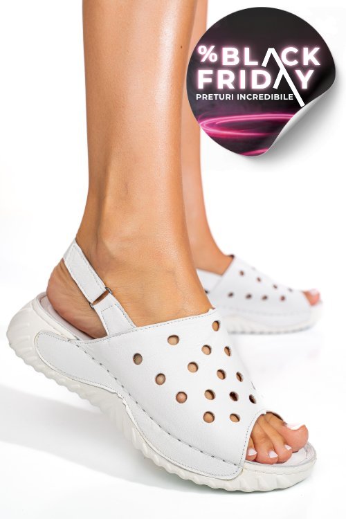 Sandale albe piele naturala 1pc512