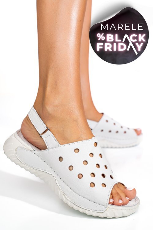 Sandale albe piele naturala 1pc512