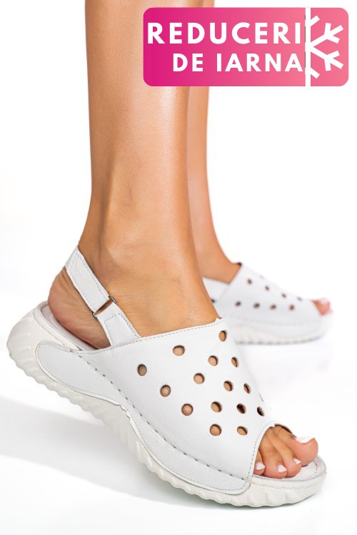 Sandale albe piele naturala 1pc512