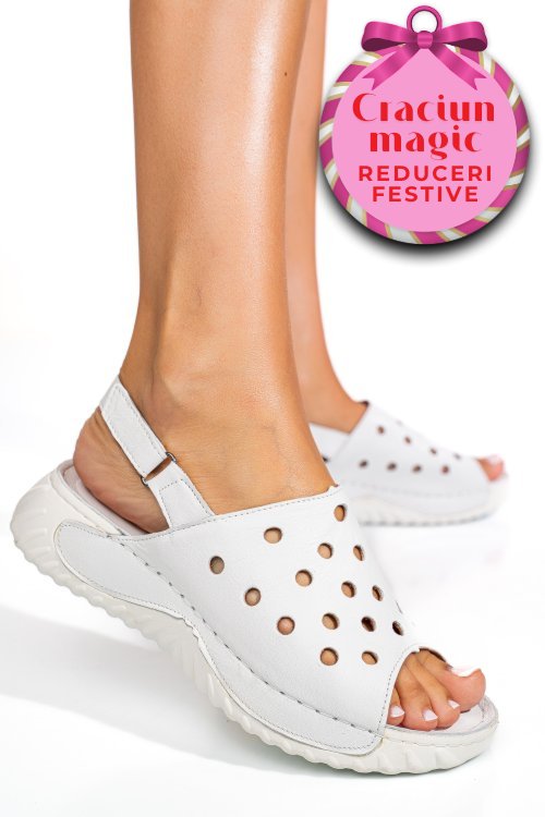 Sandale albe piele naturala 1pc512