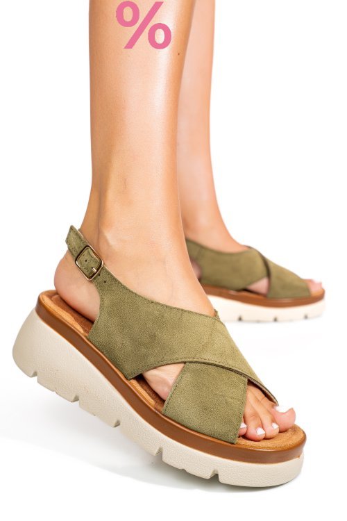 Sandale khaki piele naturala intoarsa 1s777986