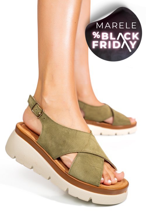 Sandale khaki piele naturala intoarsa 1s777986