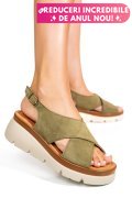 SANDALE KHAKI PIELE NATURALA INTOARSA 1S777986