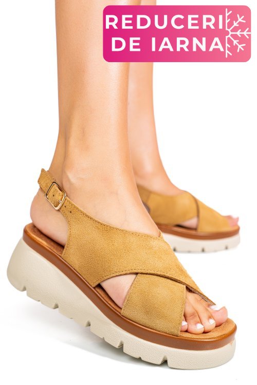 Sandale maro piele naturala intoarsa 1s777986