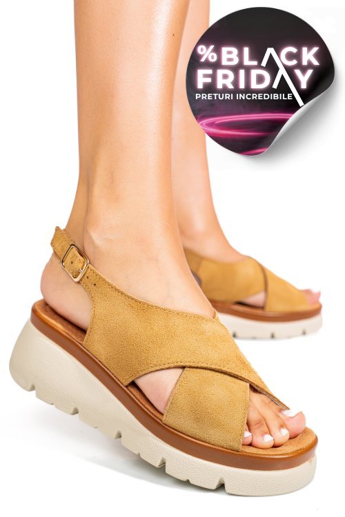 Sandale maro piele naturala intoarsa 1s777986