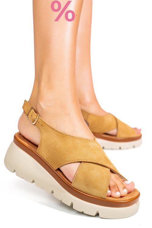 Sandale maro piele naturala intoarsa 1s777986