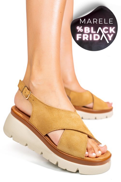 Sandale maro piele naturala intoarsa 1s777986