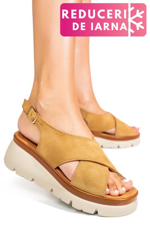 Sandale maro piele naturala intoarsa 1s777986