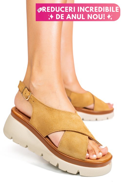 Sandale maro piele naturala intoarsa 1s777986