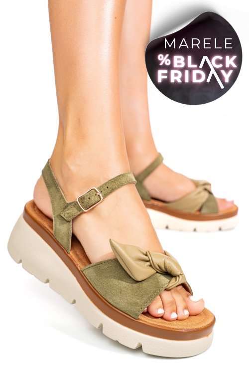 Sandale khaki piele naturala intoarsa 1s778234