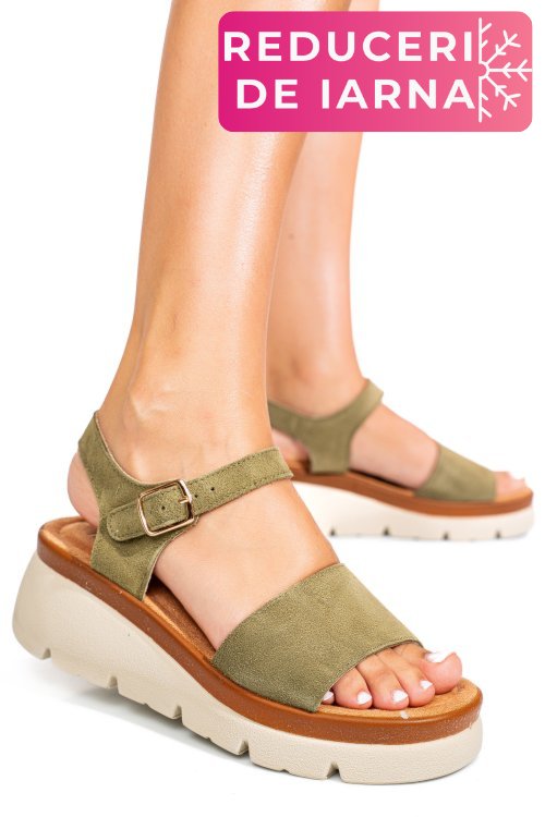 Sandale khaki piele naturala intoarsa 1s778360
