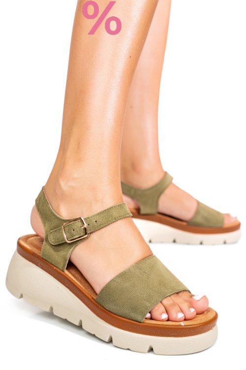 Sandale khaki piele naturala intoarsa 1s778360