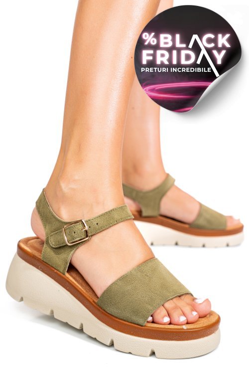 Sandale khaki piele naturala intoarsa 1s778360