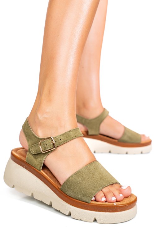 Sandale khaki piele naturala intoarsa 1s778360