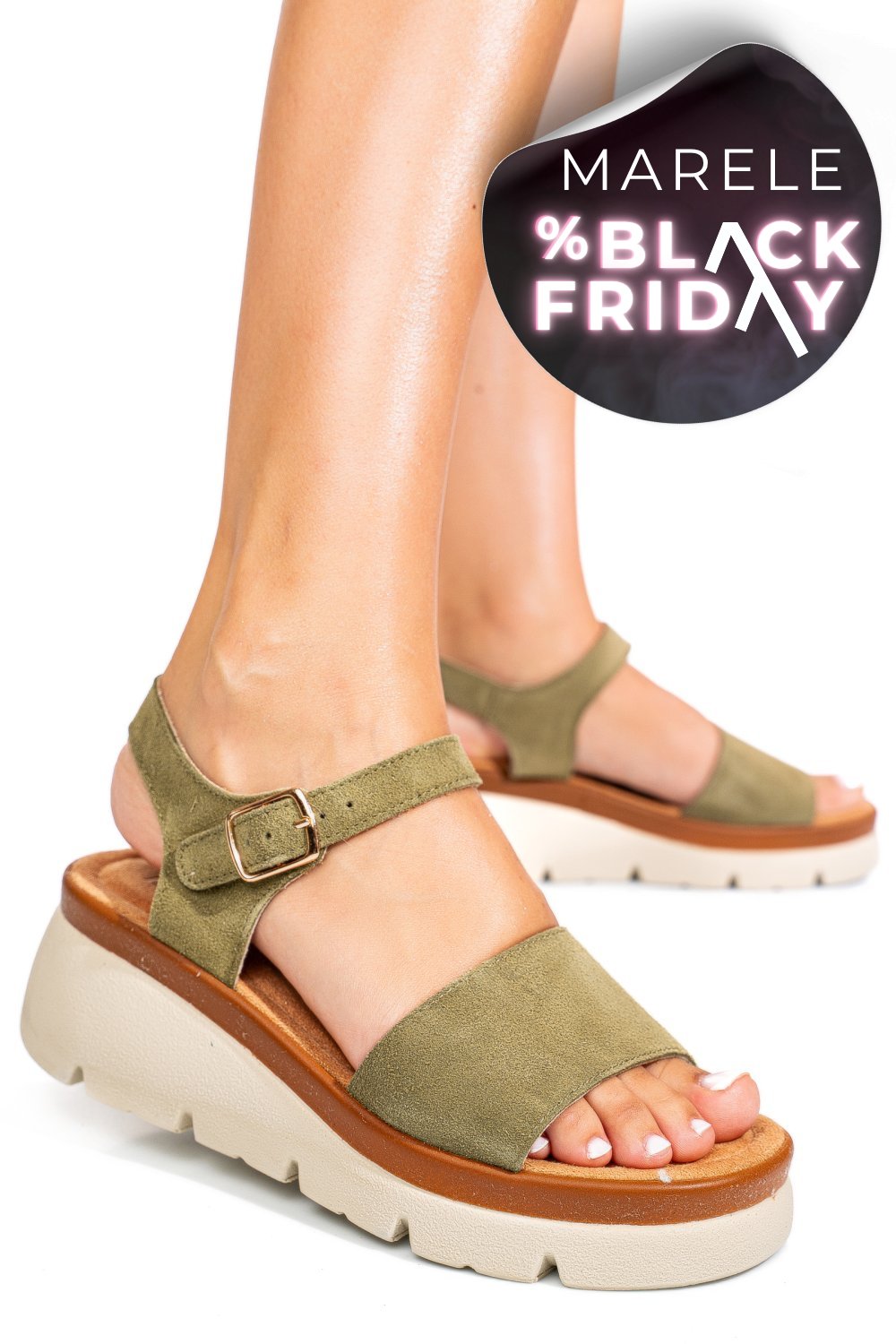 SANDALE KHAKI PIELE NATURALA INTOARSA 1S778360