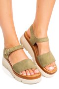 SANDALE KHAKI PIELE NATURALA INTOARSA 1S778360