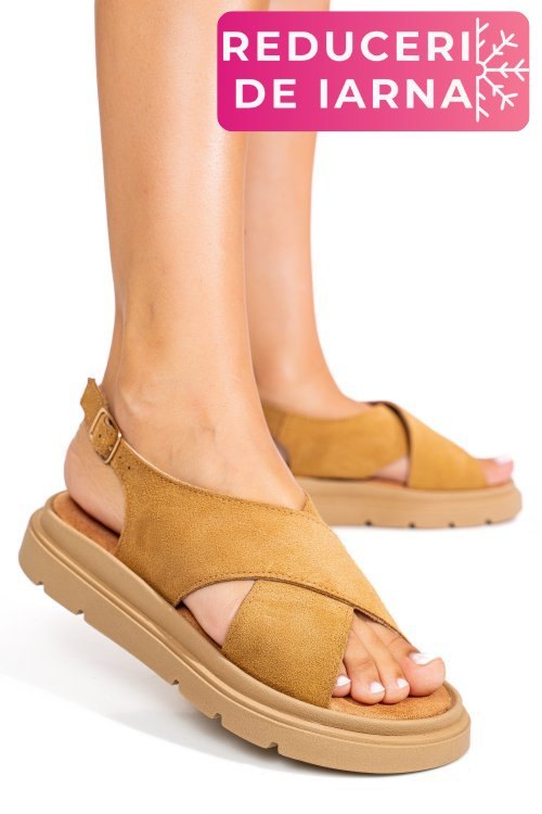 Sandale maro piele naturala intoarsa 1s777986-ka