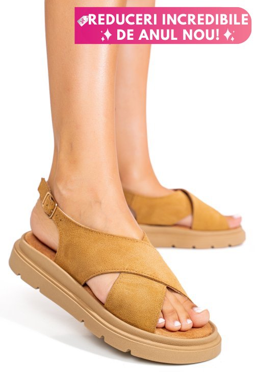 Sandale maro piele naturala intoarsa 1s777986-ka